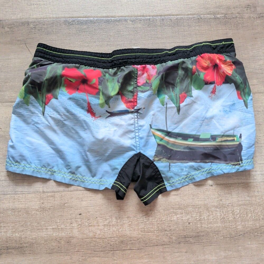 Diesel Beachwear Floral Boat Swim Shorts Mens Size M Black *Flaw - Picture 8 of 9